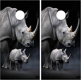 Vinyl Cornhole Decals Game Board Wraps Outdoor Stickers Custom Board Covers Easy-to-Apply Accessories Decorative Skins for Cornhole Games Custom Game Decorations Decals Rhino Family