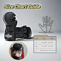 Vista 5 de Guantes MMA Sparring Grappling, guantes de kickboxing, guantes híbridos de palma abierta para artes marciales, peso ligero para artes marciales