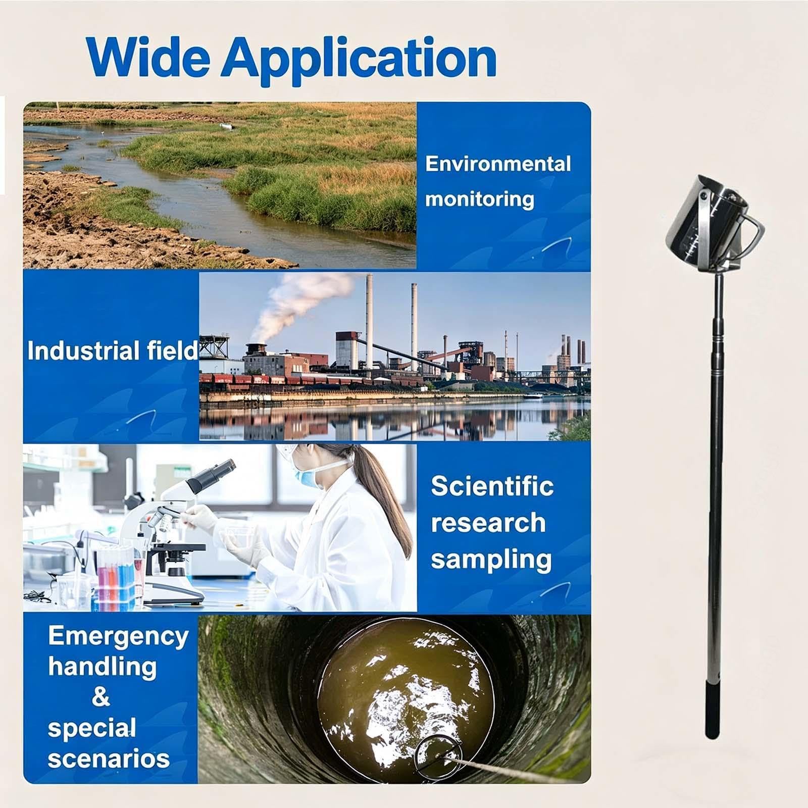 Campionatore Telescopico dell'acqua Doppia Scala Graduata Interna ed Esterna Sistema Di Prelievo del Campionamento per un'Analisi Accurata della Qualità,Style1-500ml/3.6–9.8ft