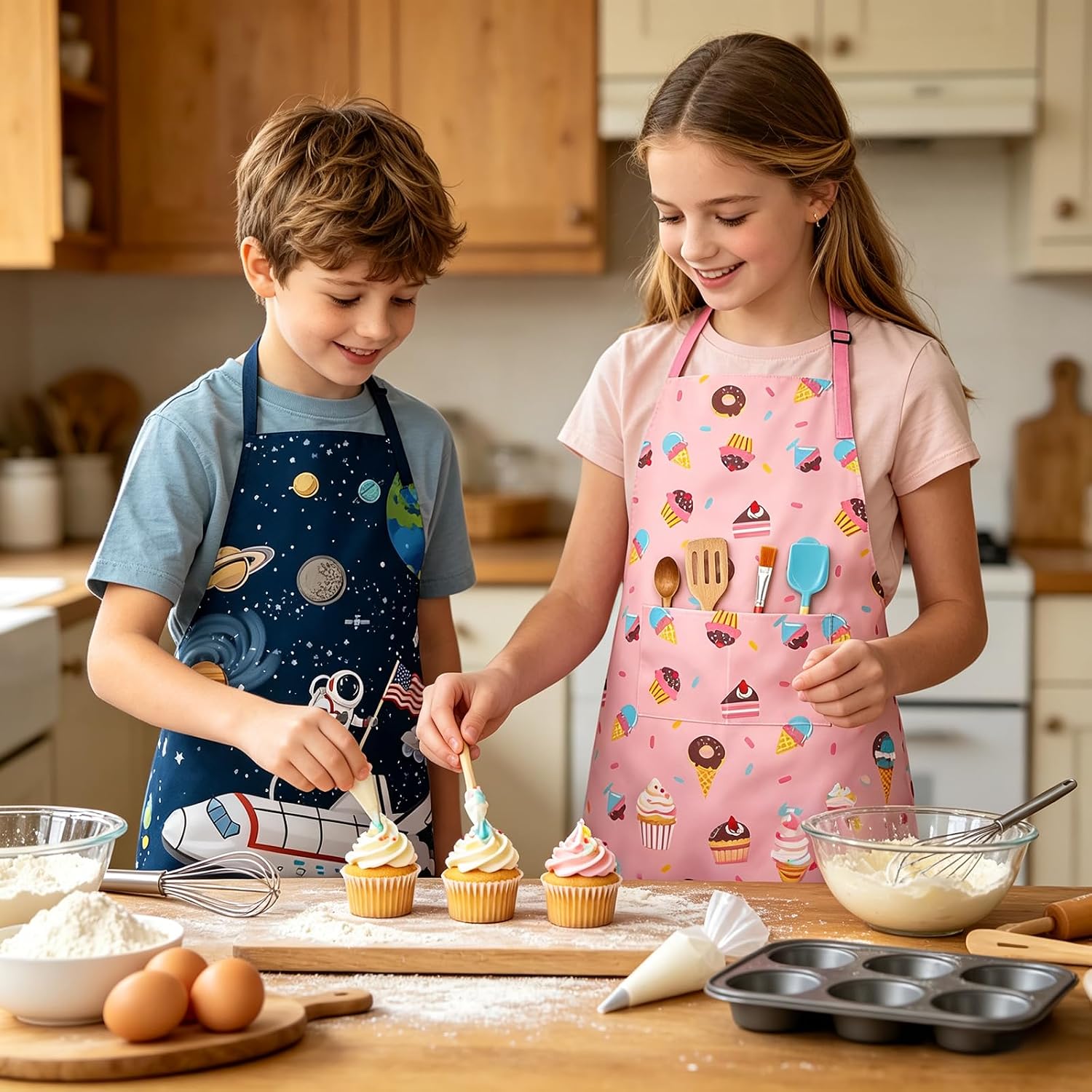 Kids Apron for Boys, Unisex Toddler Apron With Adjustable Neck strap