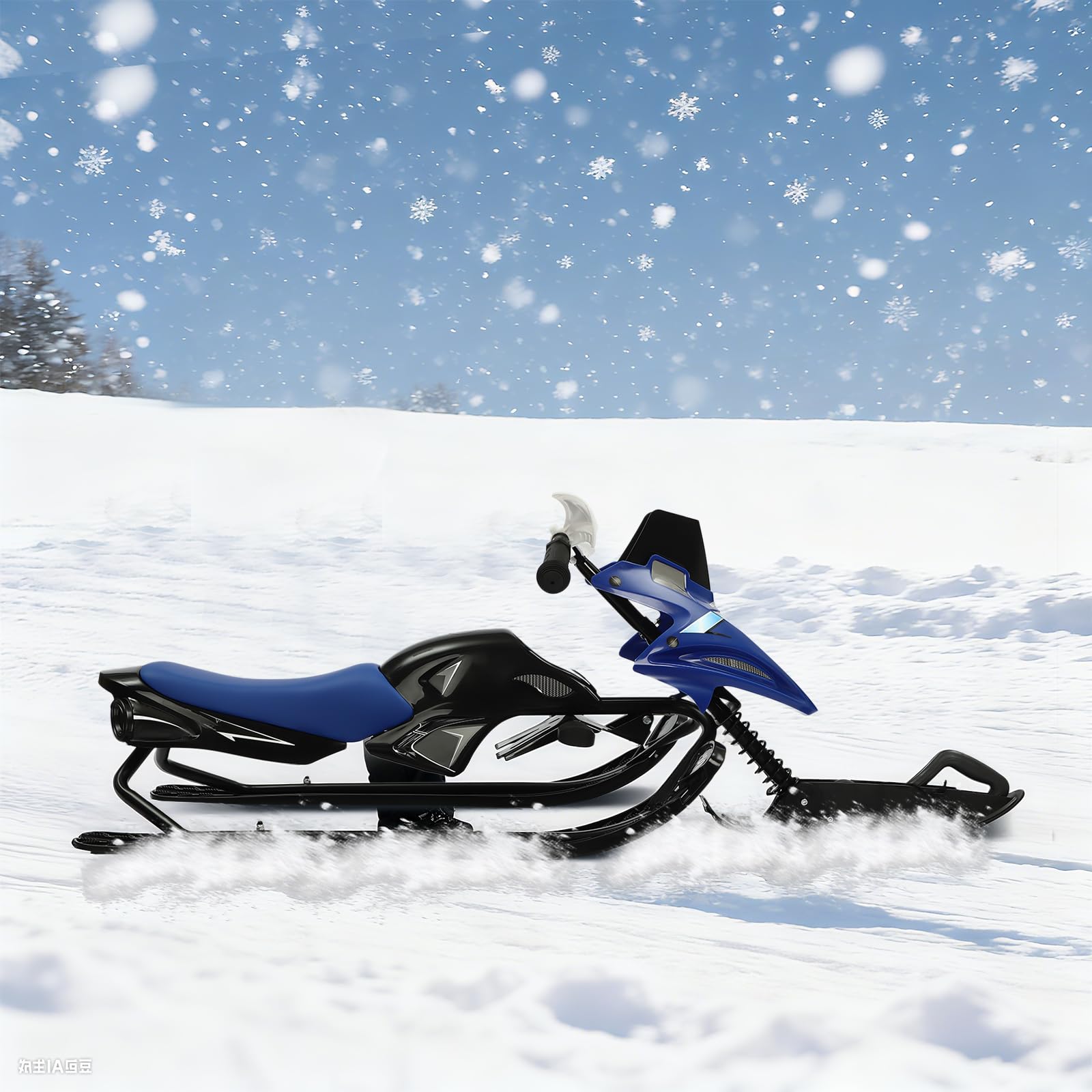 Luge Enfant Ski Neige, 3 Skis Fer & PE, Freins Sécurité, Siège Réglable