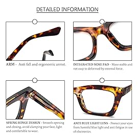REAVEE 3 Pack Oprah Style Reading Glasses Blue Light Blocking Computer Square Readers for Women with Spring Hinge Anti Glare/Eyestrain 0.0