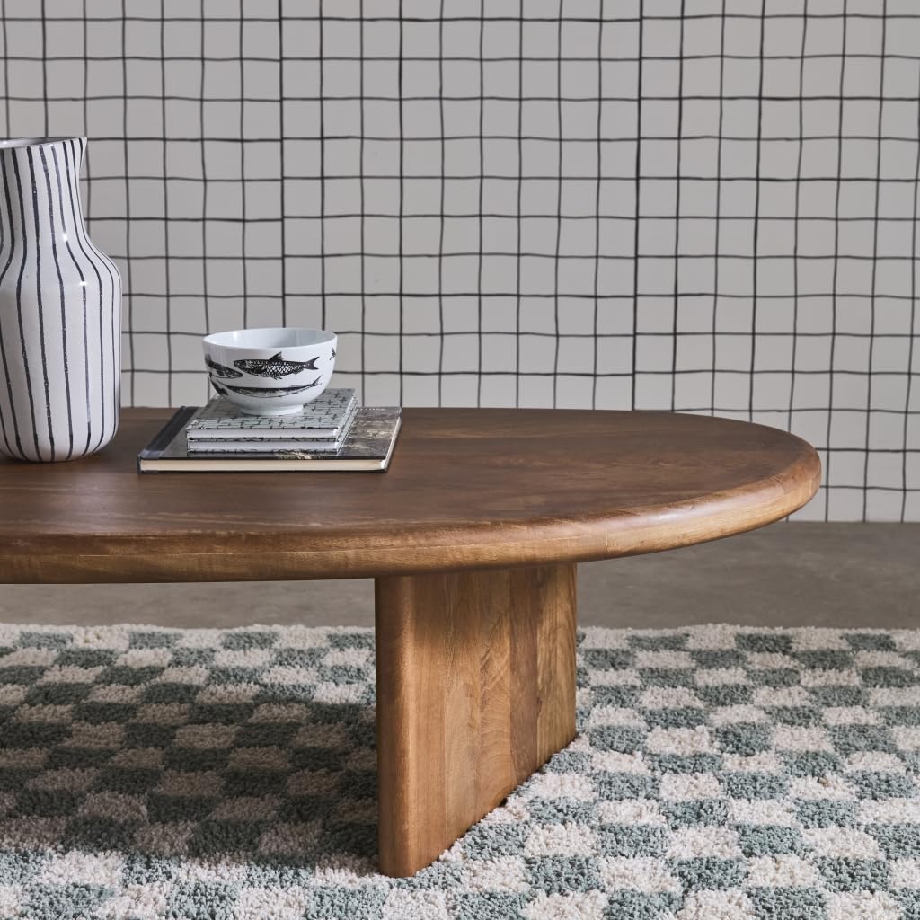 sweeek - Table basse ovale bois de manguier noyer. L 119.5 x P 60 x H 35cm