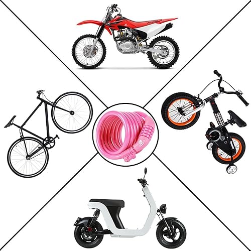 Miniatura 5 de Etronic, candado de seguridad para bicicletas M6, se enrolla solo, se puede restablecer la combinación, candado con cable, de 6 pies x 38 pulgadas