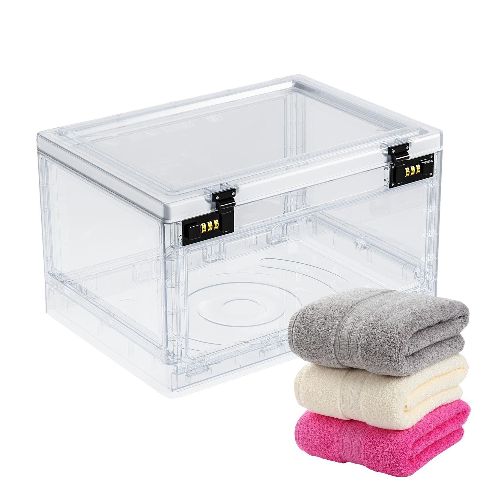 Transparente Verschließbare Aufbewahrungsbox 38,5x28x23cm - Stapelbar Mit Code-Schloss