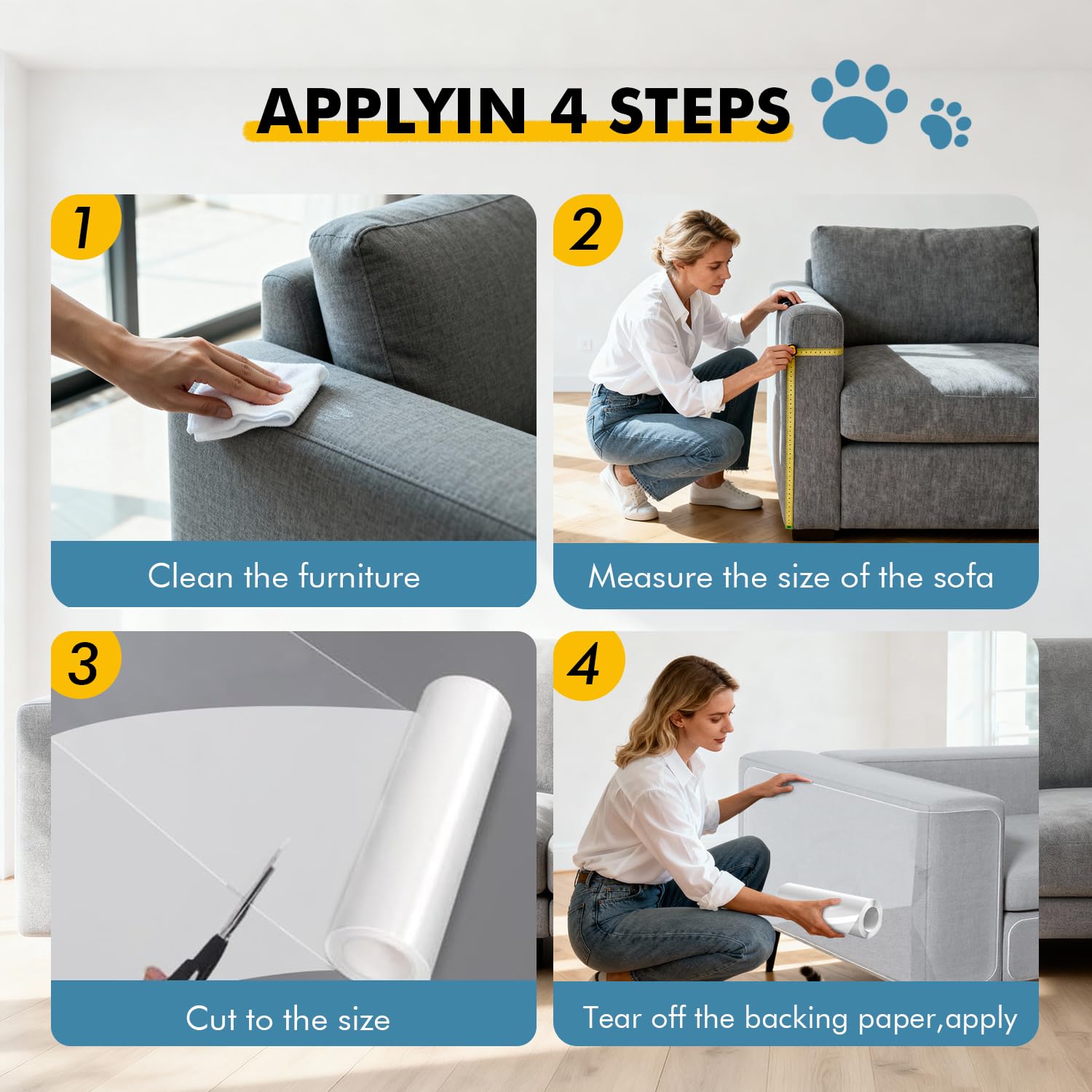 Protezione divano graffi gatto, 40X500CM antigraffio gatto divano per gatt, proteggi divano gatti graffi per Mobili per Divani, PVC Anti-Graffio Protector, Protezione per Divano Porta e mobilie