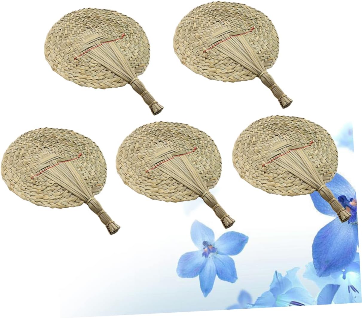 5pcs Woven Grass Fan Natural Handcrafted Palm Leaf Fans for Cooling and Home Decor and Lightweight for Weddings and Parties