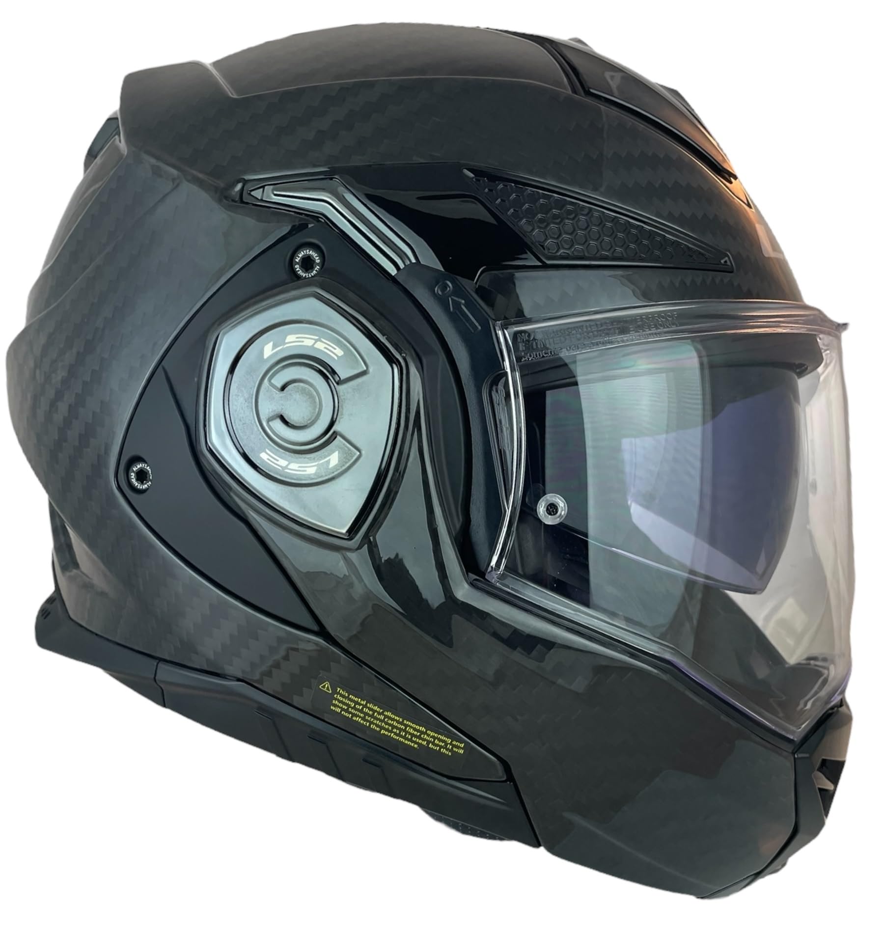 LS2 FF901 ADVANT X Solid CARBON-06 con Intercomunicador LS2 4X Instalado Casco Modular de Motocicleta con Visera Solar, Fibra de Carbono, Sistema de comunicación Integrado (S 55/56)