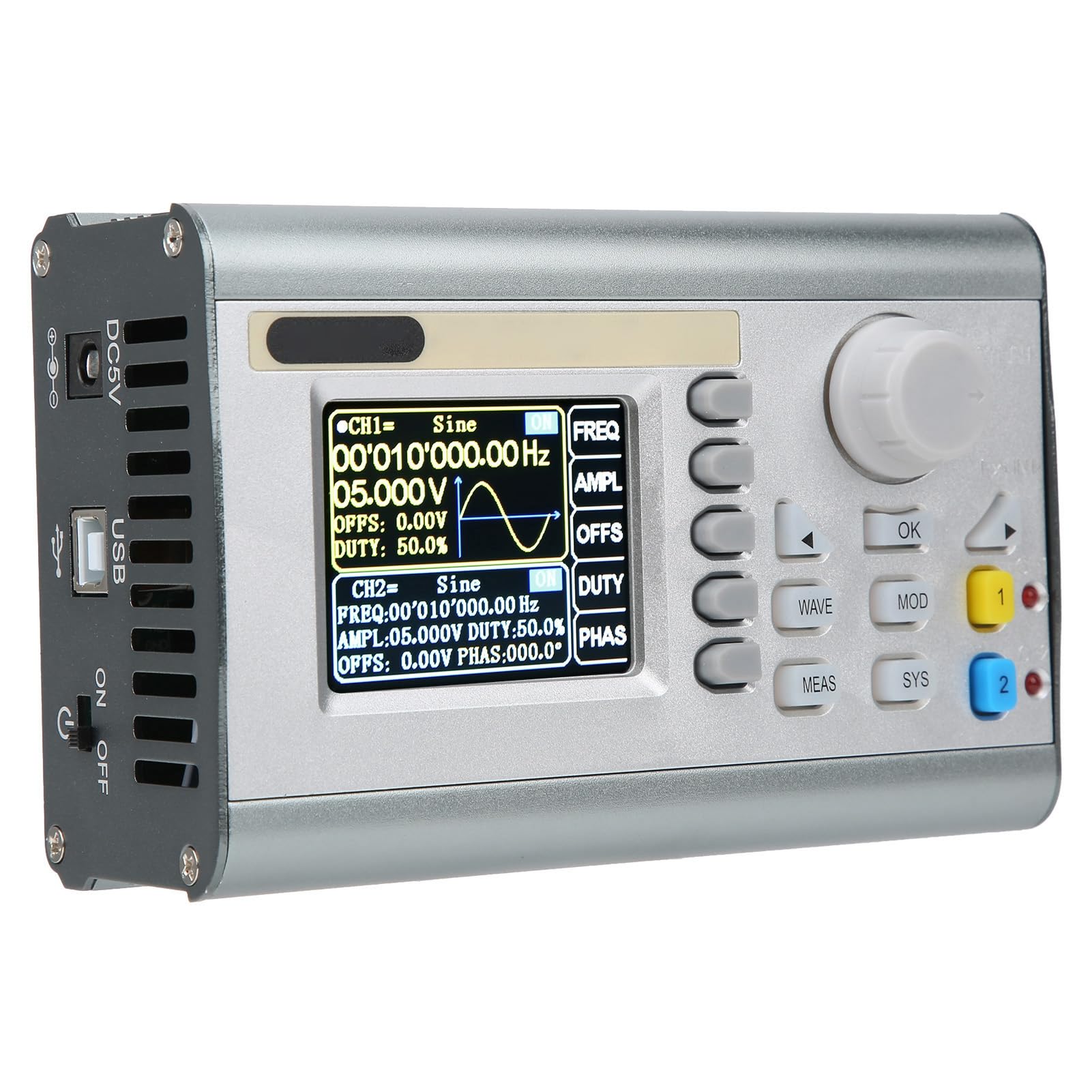 FTVOGUE JDS2900 Generador de Forma de Onda Arbitraria de Doble Canal de 60 MHz Función DDS Fuente de Señal de Pulso con LCD TFT de 2,4 Pulgadas para Investigación de Laboratorio E (Enchufe de la UE)