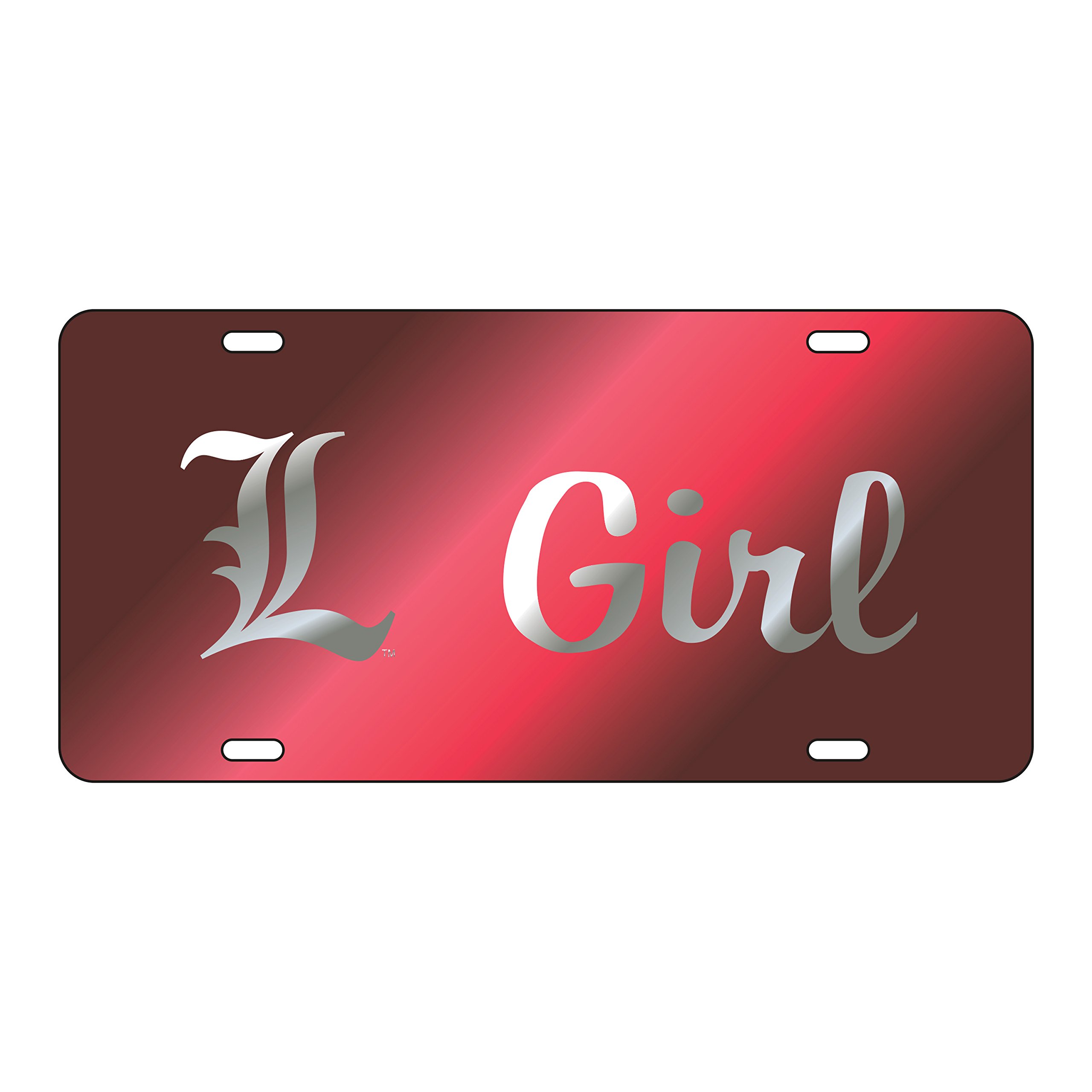 LOUISVILLE CARDINALS Laser Cut Inlaid Acrylic Red Plate w/L Girl