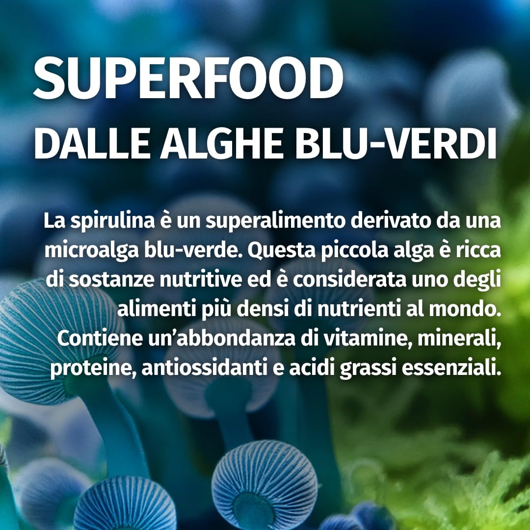 Green Naturals® Spirulina capsule 2.000 mg per dose giornaliera – 240 capsule (scorta per 2 mesi) – polvere pura di Arthrospira platensis – vegano, senza additivi – prodotta in Germania