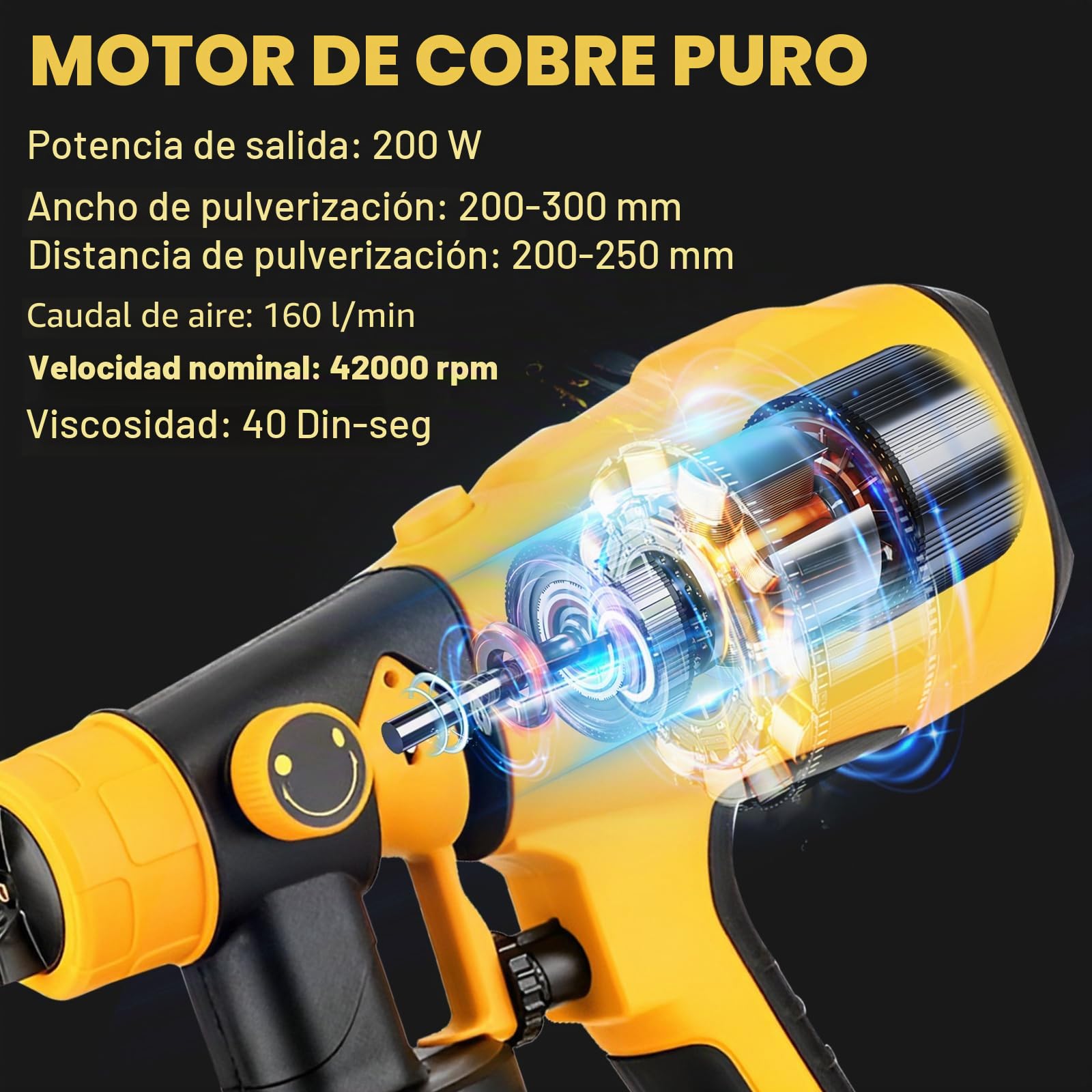Pulverizador de Pintura sin Cable Compatible con Batería Dewalt 20V, Pistola de Pintura Eléctrica de Mano con 4 Boquillas 3 Patrones de Pulverización para Pintar Paredes Muebles