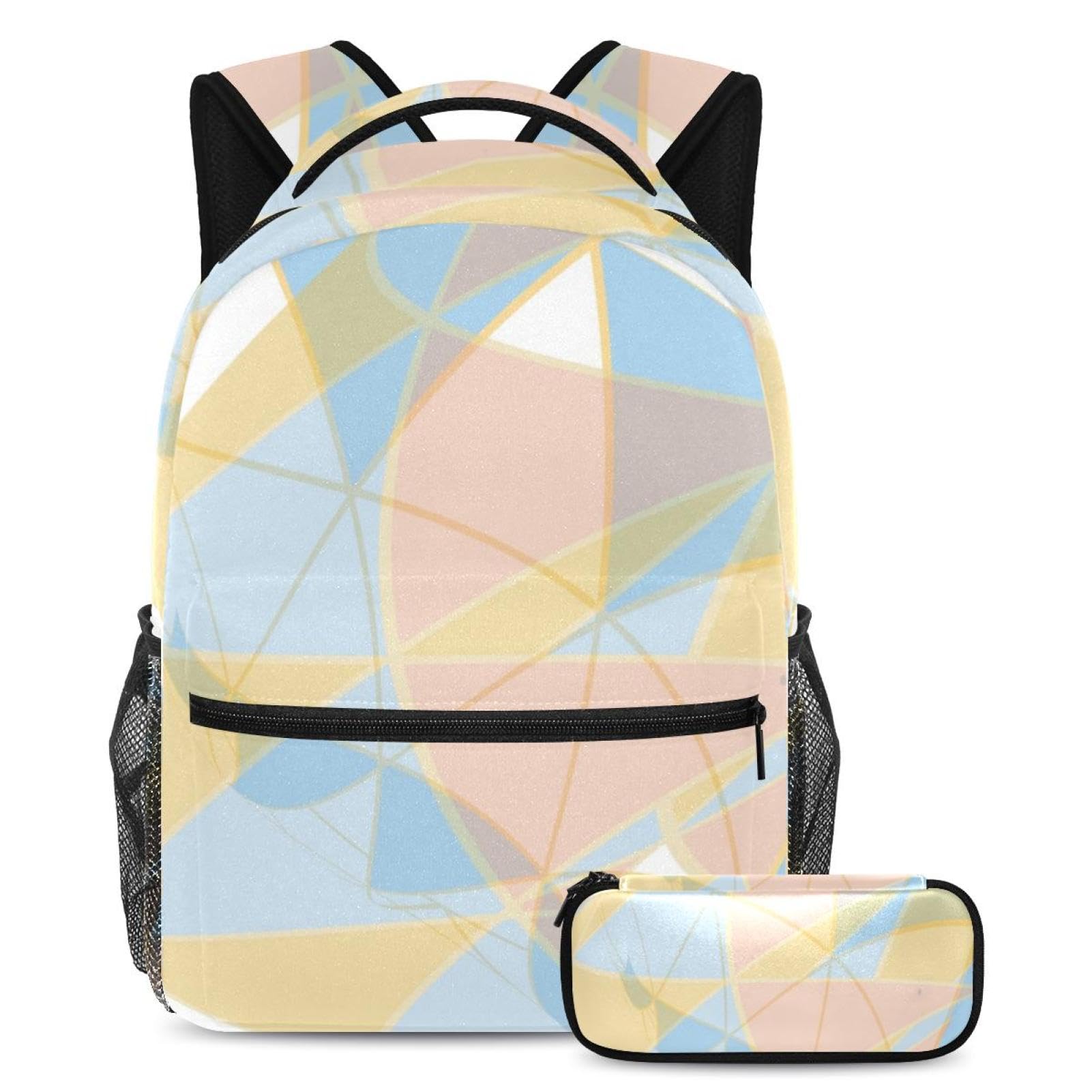 Sac à dos géométrique multicolore pack de 2 pour l'école et voyage