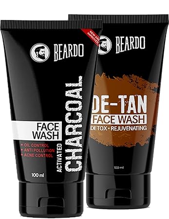 Beardo De-tan and Charcoal face wash for all skin type, helps Cleanses, refreshes? and rejuvenate the skin (Pack of 2)