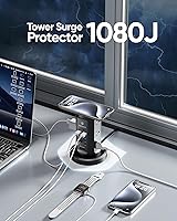 Vista 5 de 115W USB Charging Station, Surge Protector Power Strip Tower, 9 AC Outlets with 8 USB Ports(4 USB-C), 6Ft Flat Plug Retractable Extension Cord, for