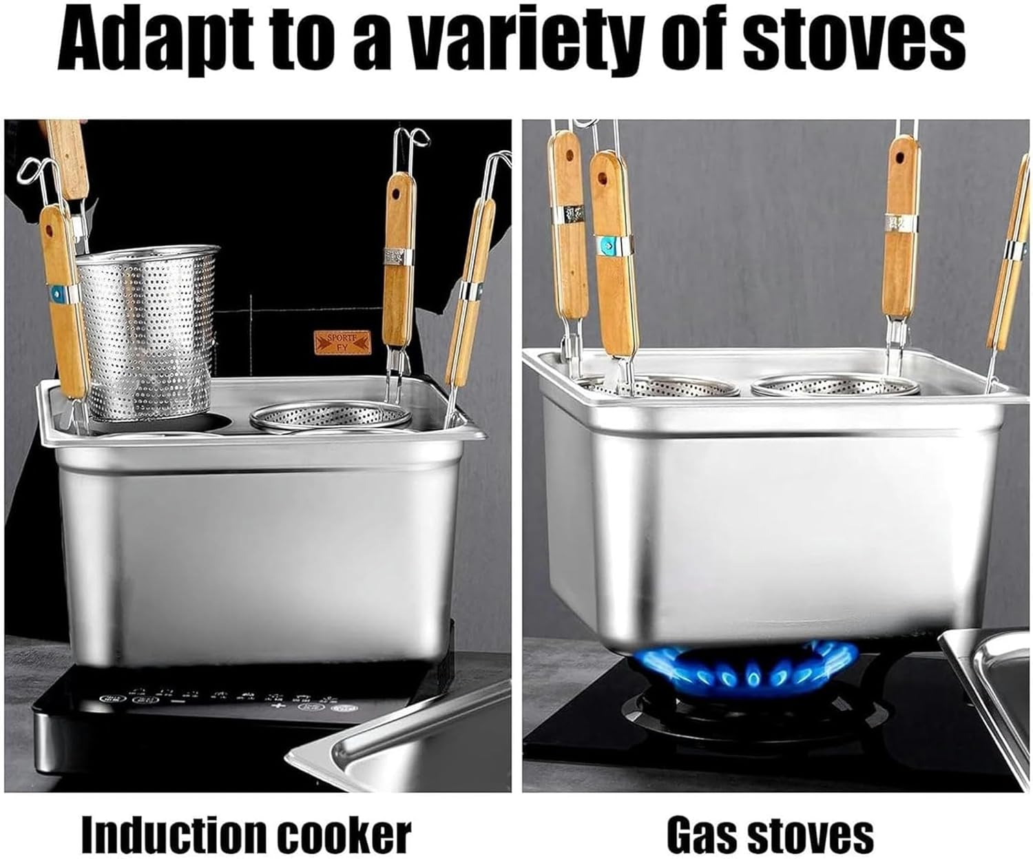 Commercial Pasta Cooker Insert Set, 2/4/6 Holes Stainless Steel Multipurpose Stock Pot for Cooking Vegetables, Seafood- Cooking Pot with Lid Suitable for Soups, Stews and Pasta,2 Holes-1