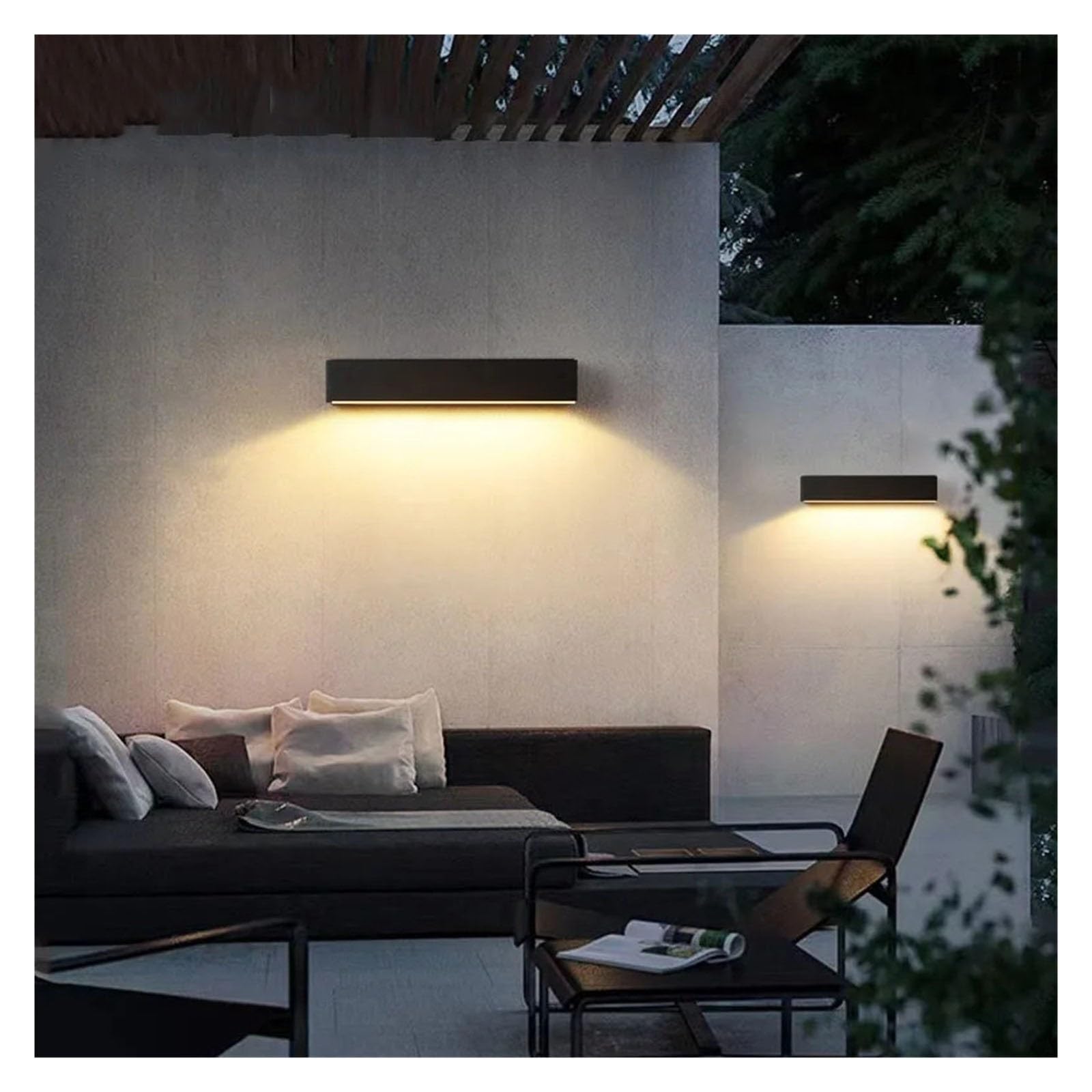 Kinkiety ścienne LED na werandzie aluminiowe oprawy oświetleniowe zewnętrzne IP65 wodoodporna lampa do domu drzwi do patio wystrój garażu(Cool white 6000k,Black 30cm)