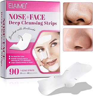 T-Zone Blackhead Remover Deep Cleansing Pore Strips,30 Nose & 60 Face Pore Strips with Instant Blackhead Removal and Pore Unclogging,White Blackhead Nasal Pore Strips,90PCS Black Head Remover for Face (90PCS white Nasal Strips)