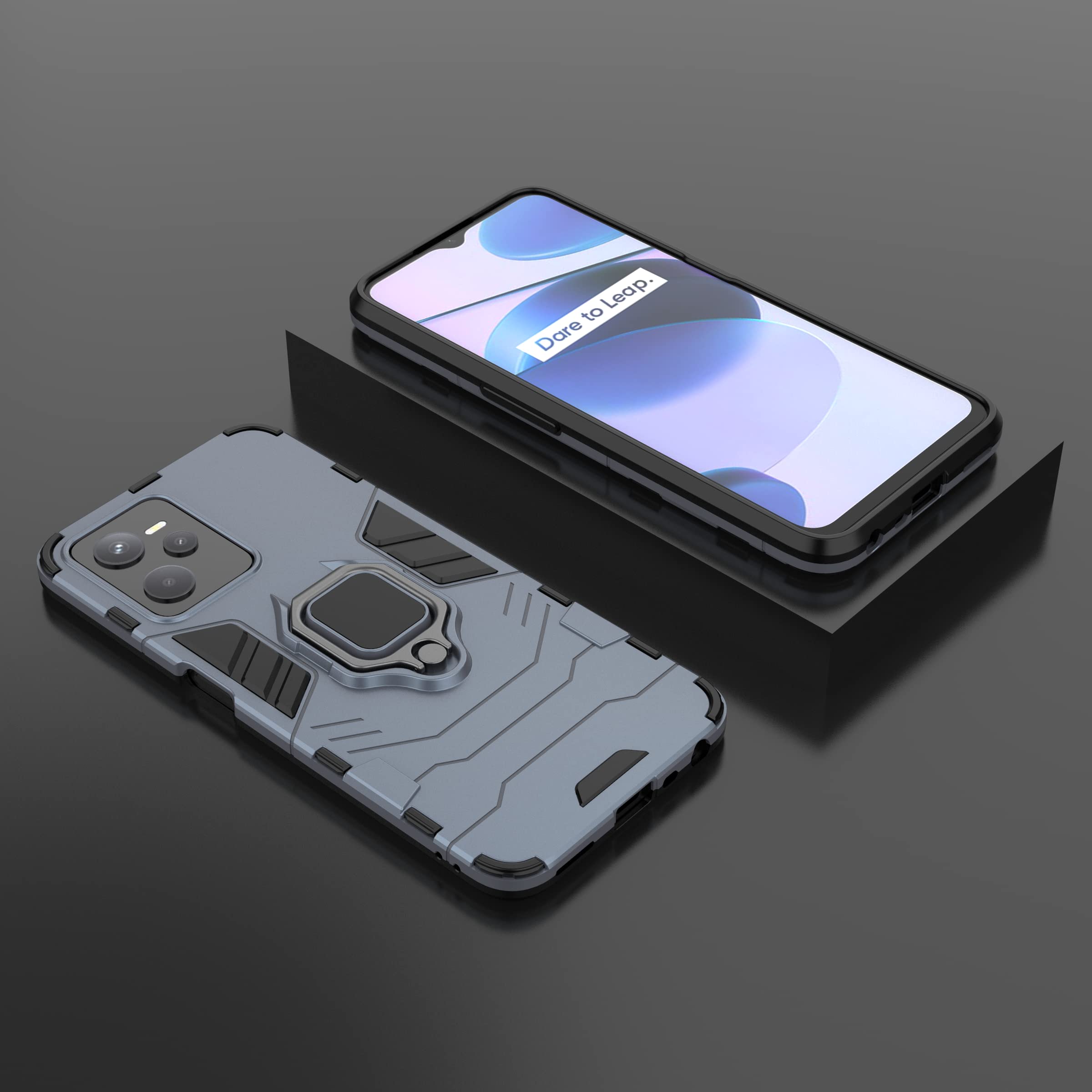 TingYR Cover per Realme C35, Supporto Anello Rotante a 360 Gradi, Cover Telefono Antiurto in TPU/PC, Custodia per Realme C35.(Rosso