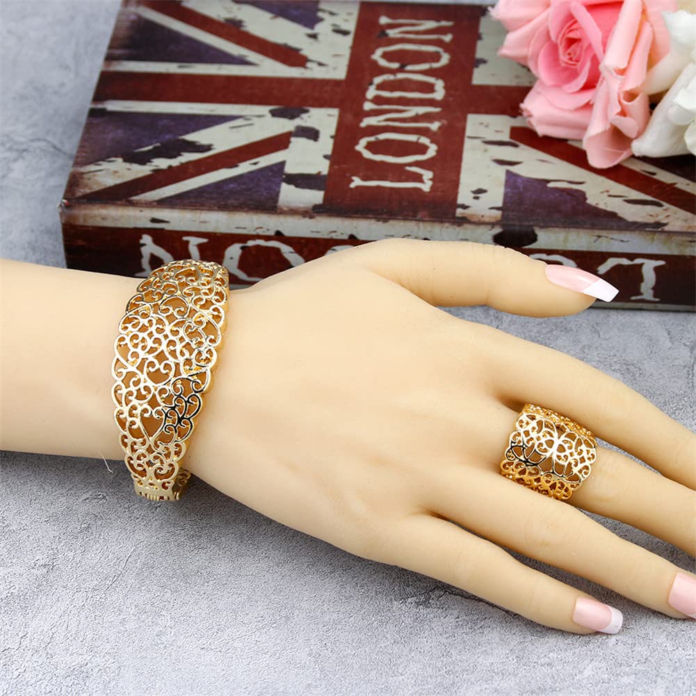 Amazon.com: Gold Color Arabic Hollow Bangle Ring For Women