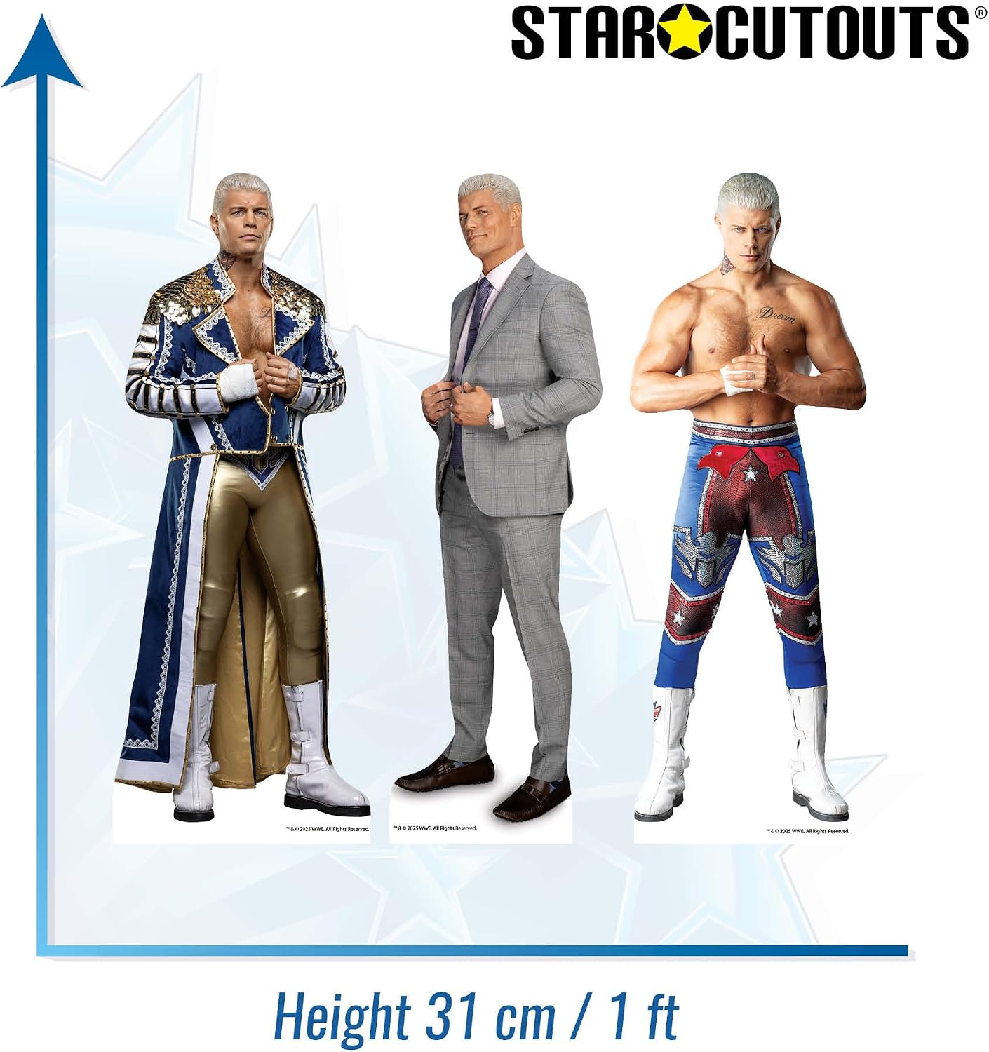 Star Cutouts SC4578 Cody Rhodes 3 Shelf Top Cardboard Cutouts – 31cm, WWE Theme, Parties & Fan Display