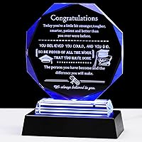 Movdyka Class of 2026 Glass Graduation Keepsake with Color-Changing LED Base - Ideal Gift for Her Him High School College Masters PhD
