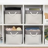 Vista 3 de Cesta de organización y almacenamiento para organizar, paquete de 4 cubos grandes de almacenamiento de tela de 16 x 12 x 8 pulgadas, canastas