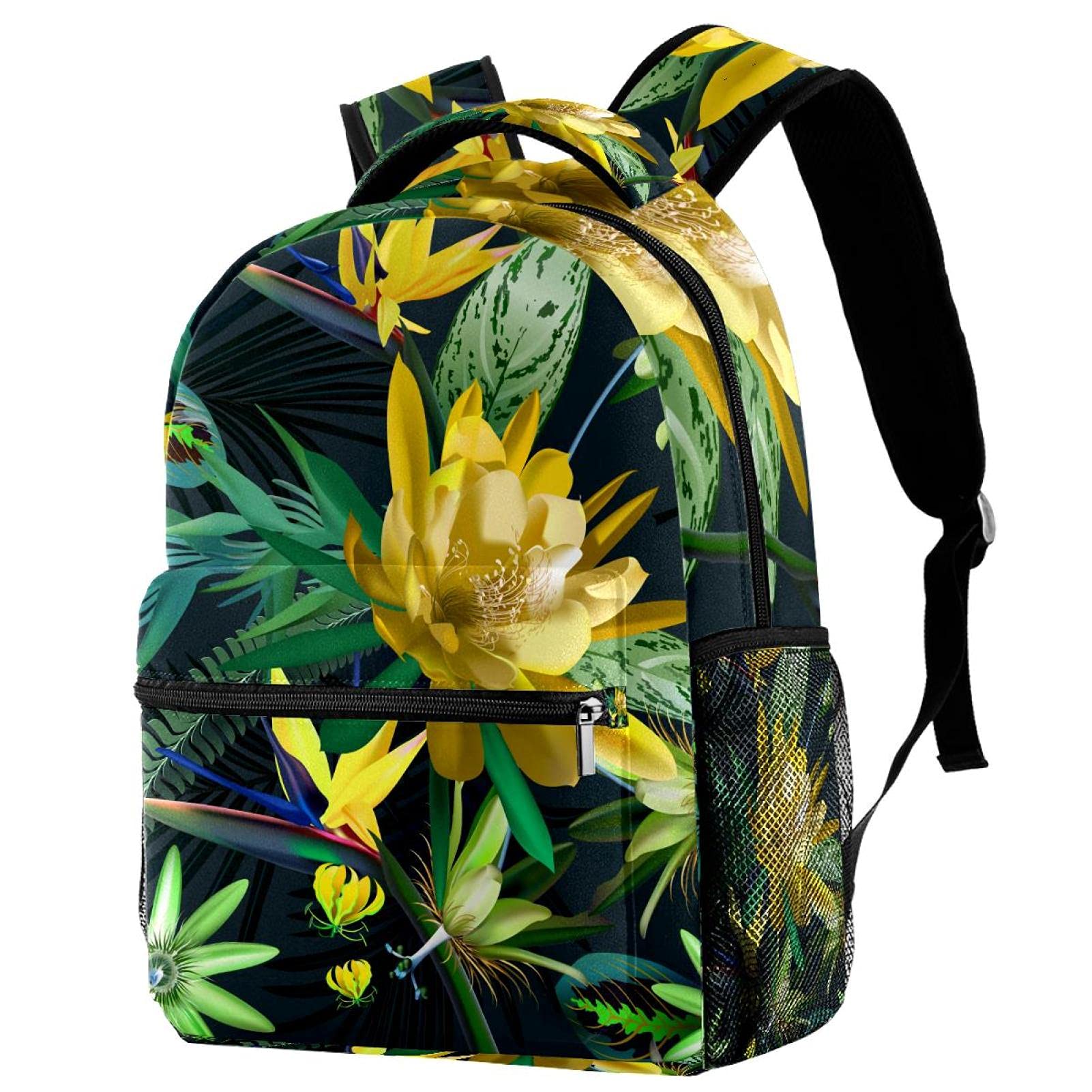 Mochila para portátil de cactus tropical con estampado resistente de flores y hojas 7