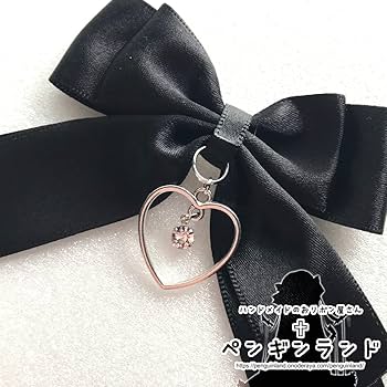 POTETE ハートリボン クリップ 黒&白 2個セット ヘア