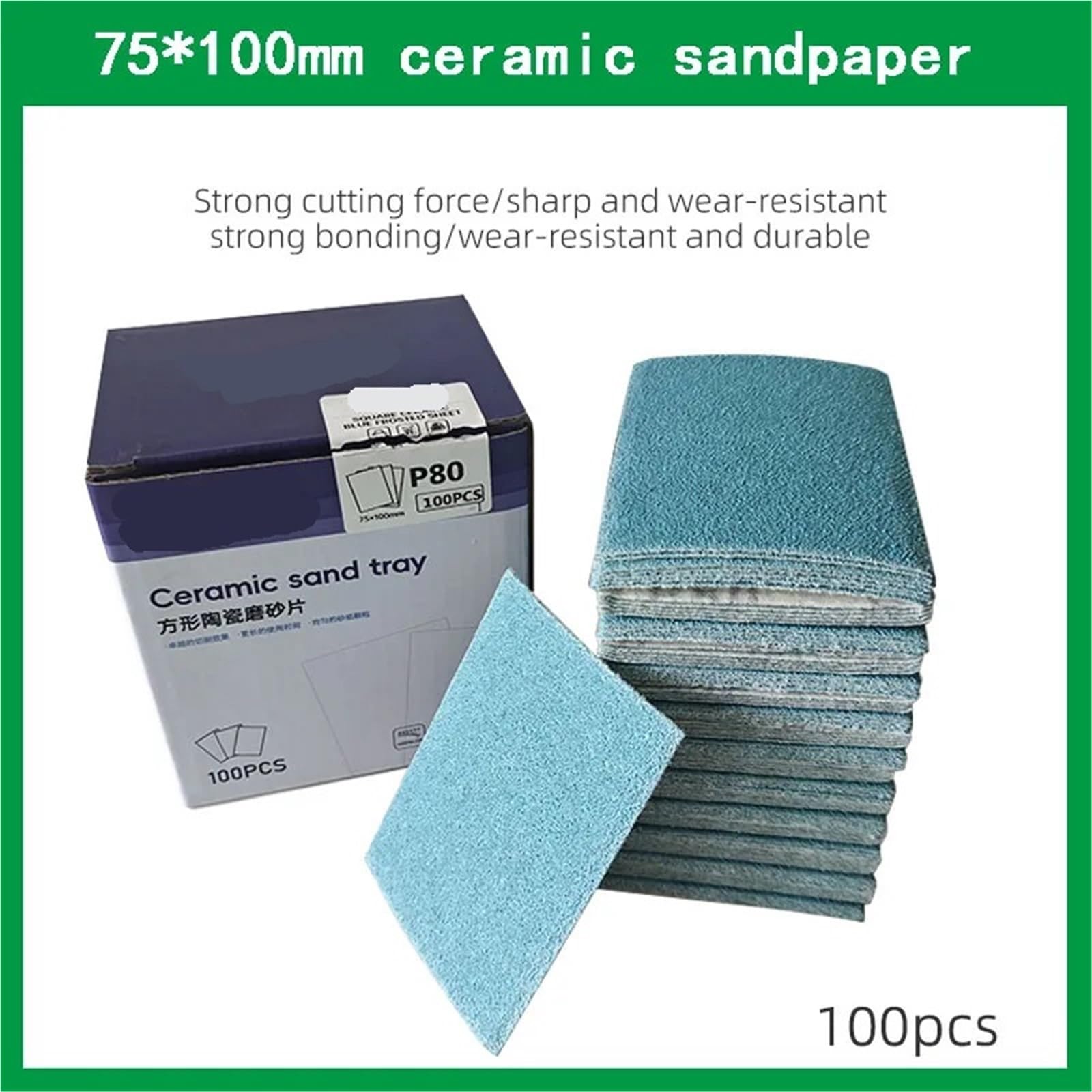 Carta vetrata quadrata in ceramica 75x100 100 pezzi Smerigliatrice piccola Rettifica a secco Floccaggio Riempimento di polvere autoadesiva Adatto per legno e pareti(120 mesh)