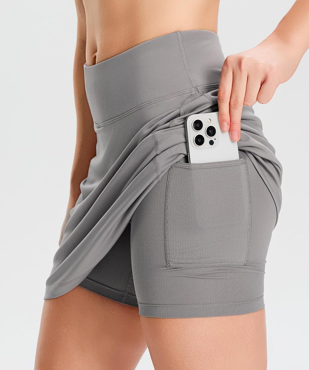 Yogipace Women's UV Protection 17" Long Active Skort, Tennis Running Golf Skirt with Built-in Shorts - Image 4