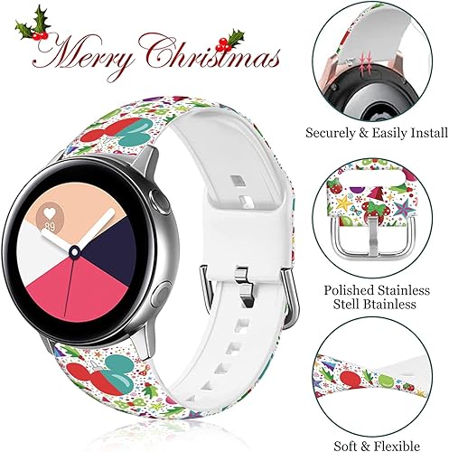Miniatura 2 de OOCASE Correas de Navidad de 0.787 pulgadas compatibles con Samsung Galaxy Active 2 de 1.732 pulgadas, 1.575 pulgadas, Galaxy Watch 3 de 1.614