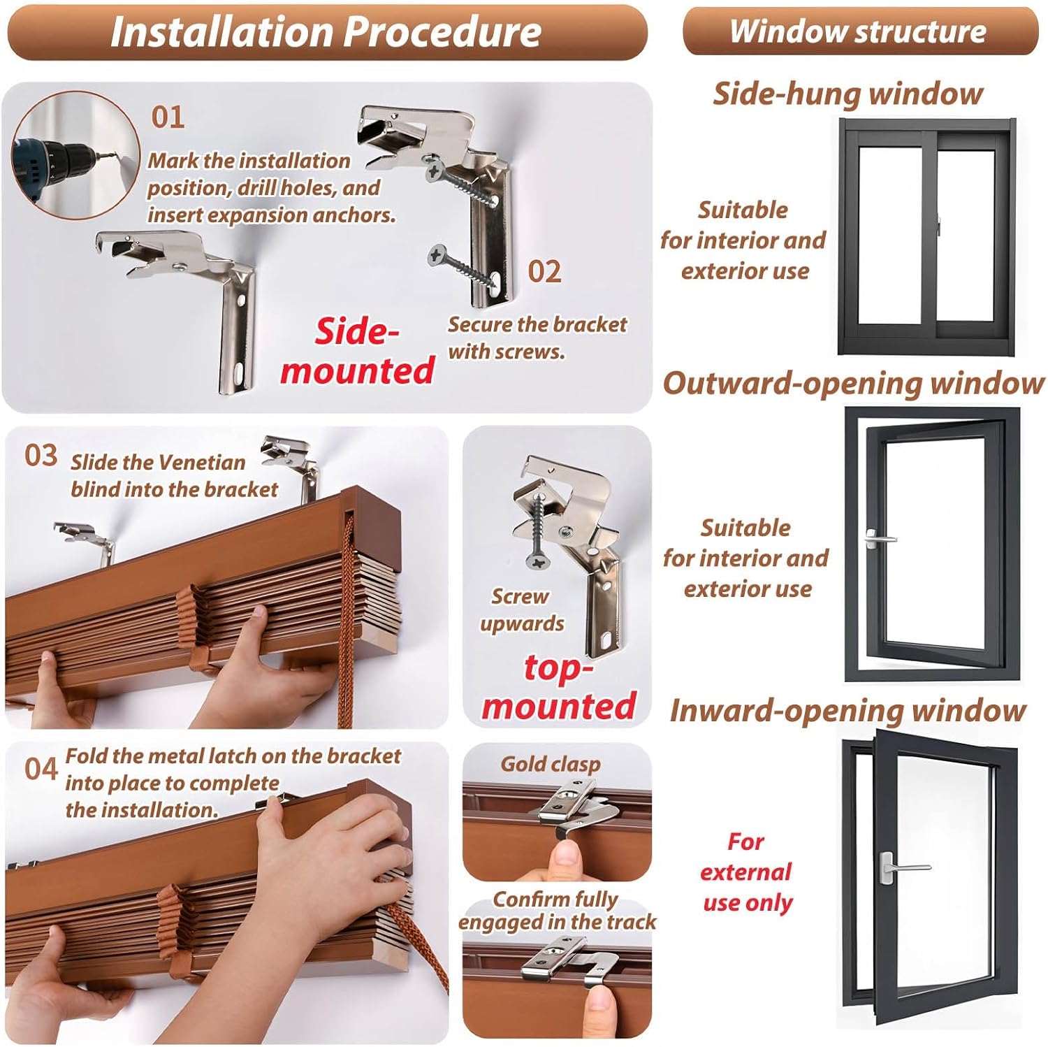 Horizontal Wood Window Blinds, 2" Cordless Wooden Blinds for Indoor Windows, Solid Wood Blinds, Classic Decorative Window Shades for Home Privacy Control(Wood)