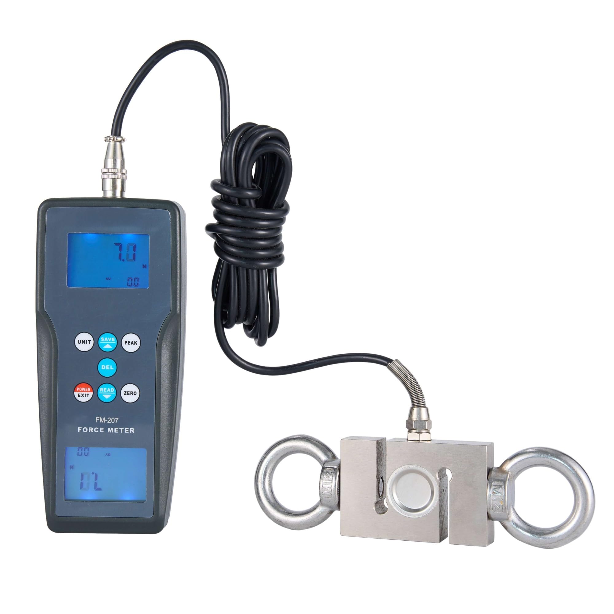 Medidor de fuerza digital, medidor de tracción FM-207-1000K, medidor de empuje de fuerza de inserción y extracción de 9800 N, prueba destructiva, kgf, lbf