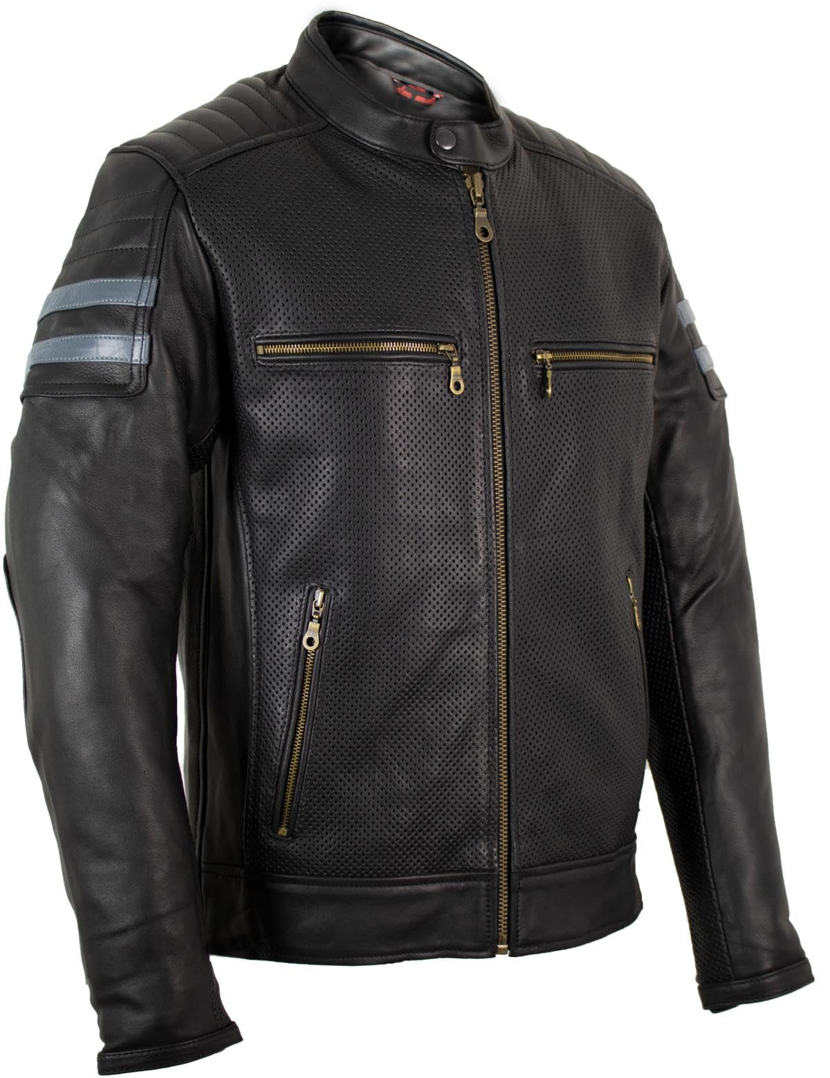 Perforierte Motorrad Lederjacke, aus Rindsleder, mit Protektoren