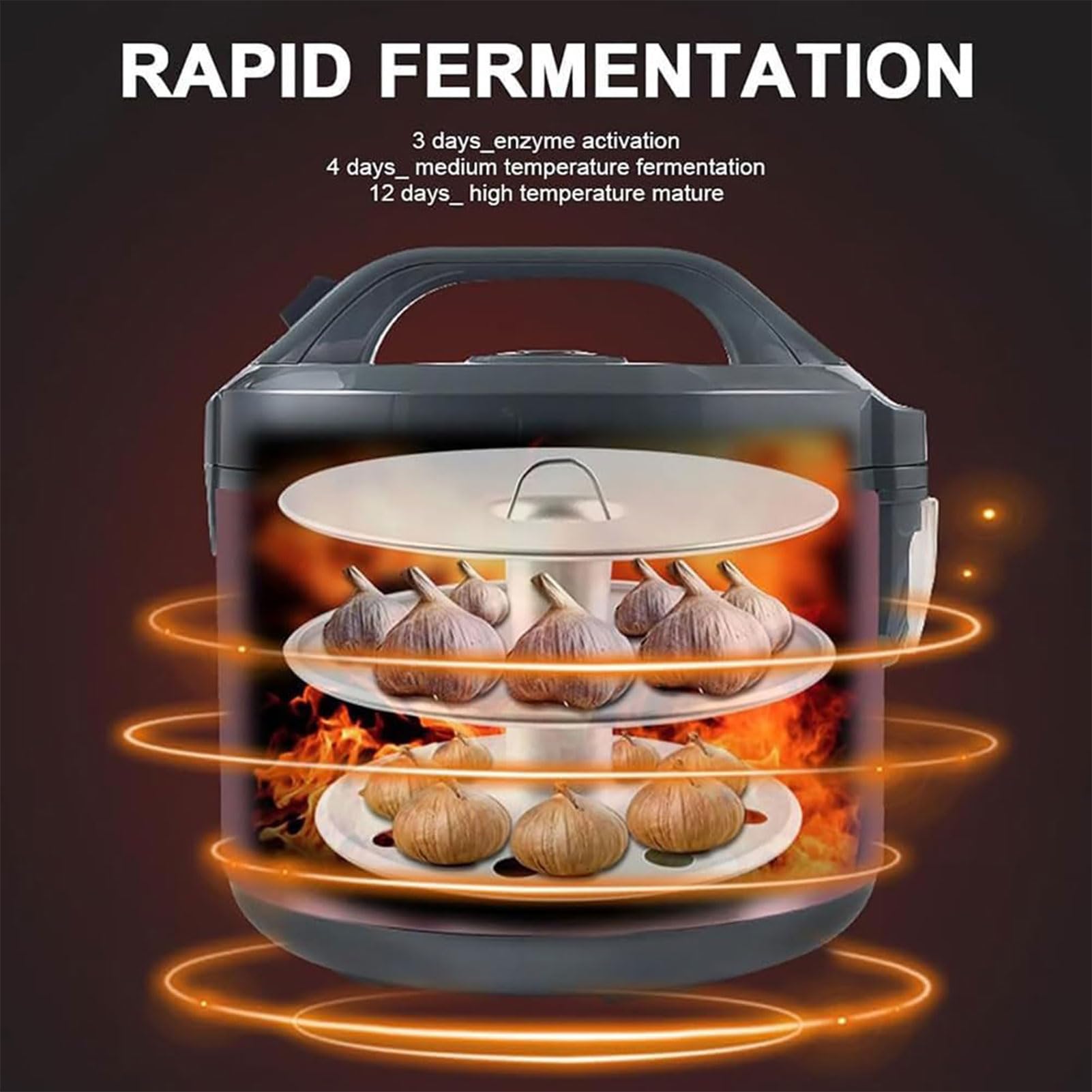 Máquina fermentadora automática de ajo negro, máquina inteligente para hacer yogur y natto con estante de 2 niveles, apagado de memoria de 5 horas, perfecto para uso doméstico en la cocina