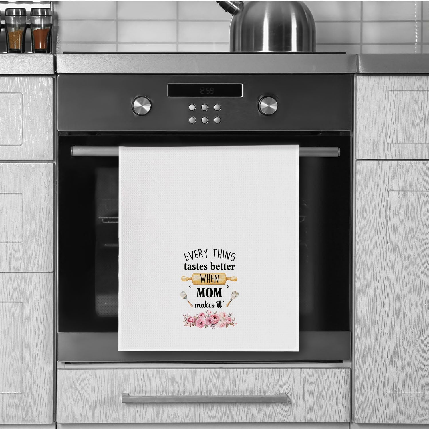 Mom Gifts from Kids Kitchen Towels Decorative, Mother Gifts for Birthday Christmas, Every Thing Tastes Better When Mom Make It Dish Hand Tea Towels for Kitchen, 16x24 Inch - Image 3