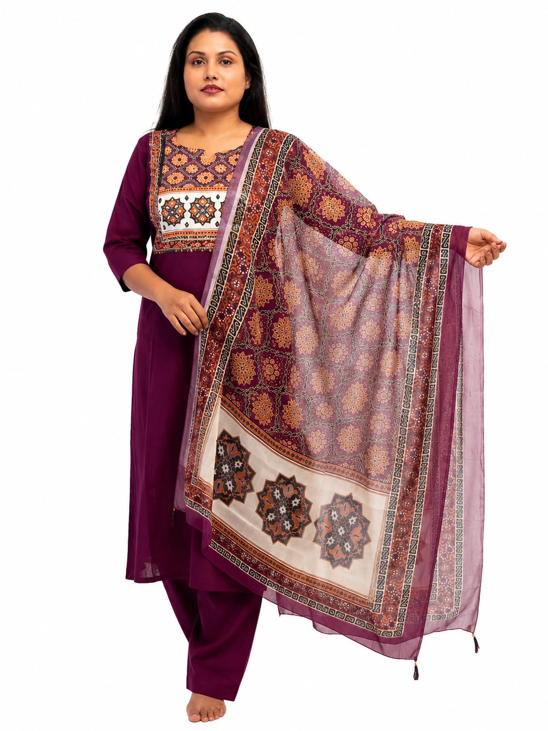 Women’s Printed Kurti Pant With Dupatta Set | 3 Piece Ethnic Wear Set-image-44