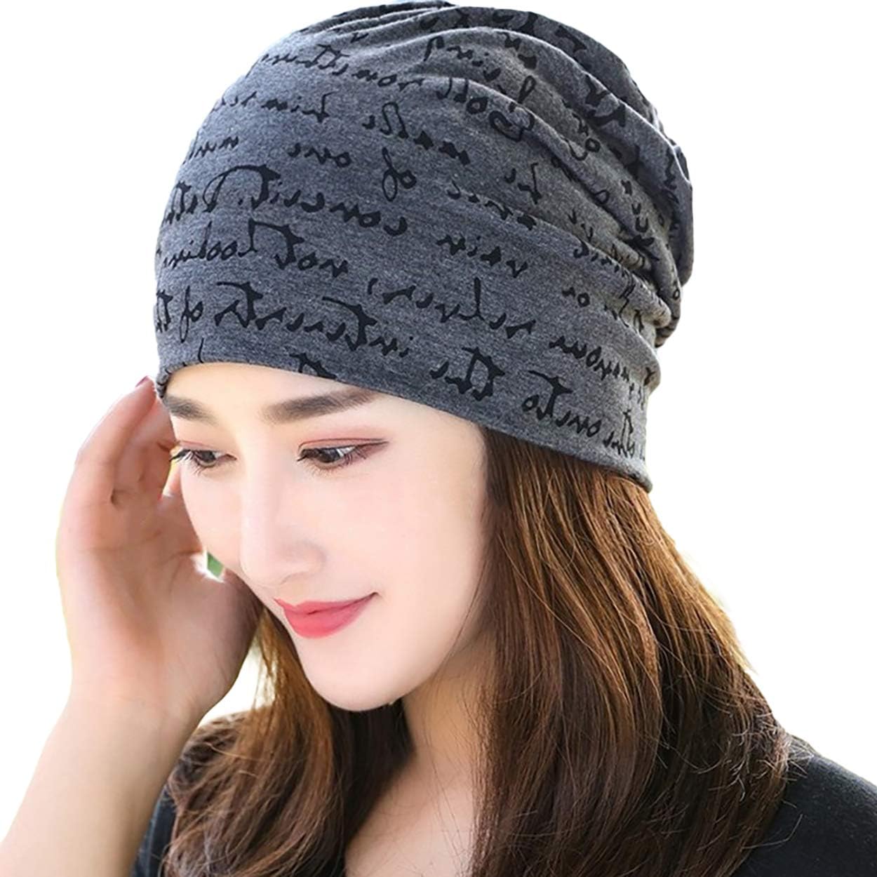 Men's Women's Slouchy Blended Cotton Summer Beanie Skull Grey Cap (Free Size, 3011)
