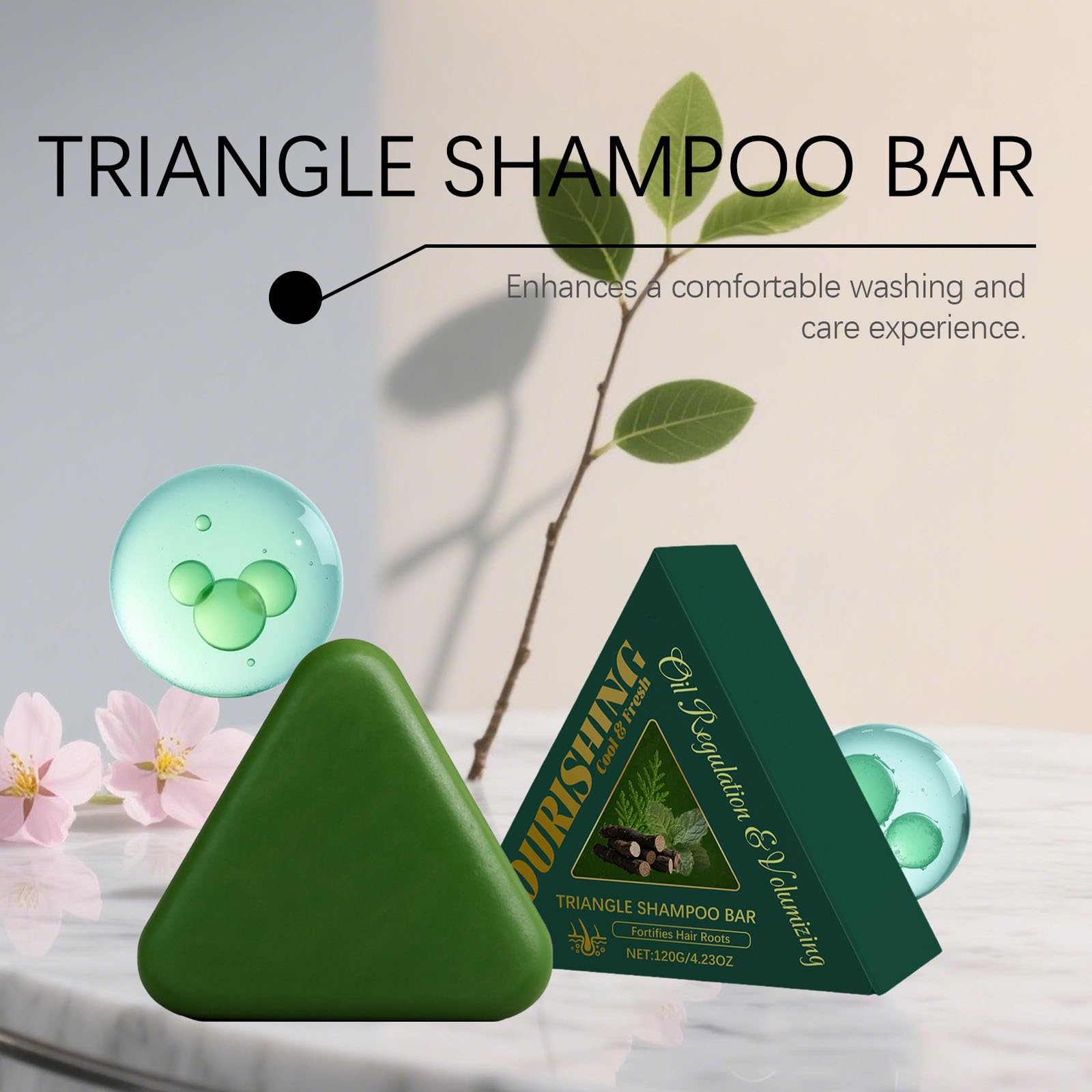 Sapone Verde Per Capelli,Nature Triangle Shampoo Bar, Usman Grass Shampoo Solido