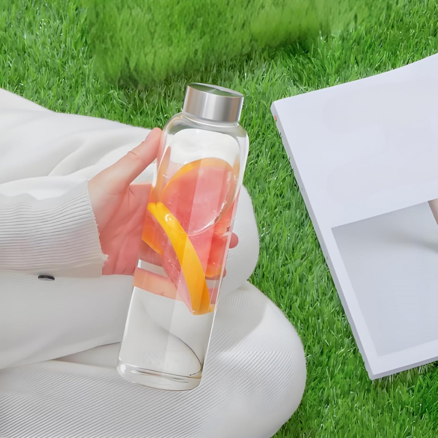 8 Pack Glass Juice Bottles with Lids, 16 Oz Reusable Glass Water Bottle with 1 Brush 1 Protective Sleeve, Portable Clear Glasses Containers Drinking Jars for Smoothie, Milk, Juice, Tea - Image 8