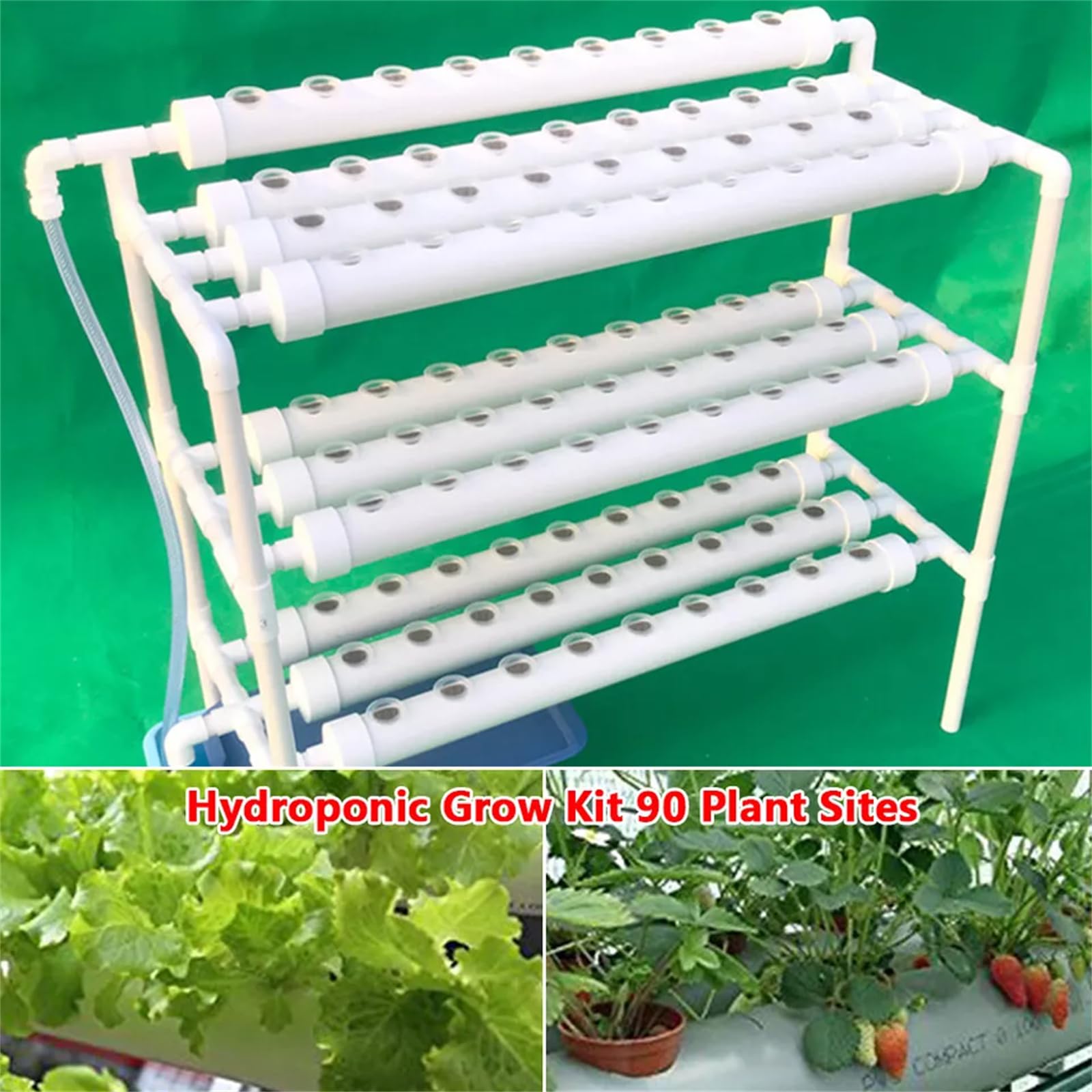 Treeisland Kit de culture hydroponique - 90 emplacements pour plantes - Système de culture hydroponique à 3 couches pour légumes à feuilles dans la maison, le jardin et le bureau