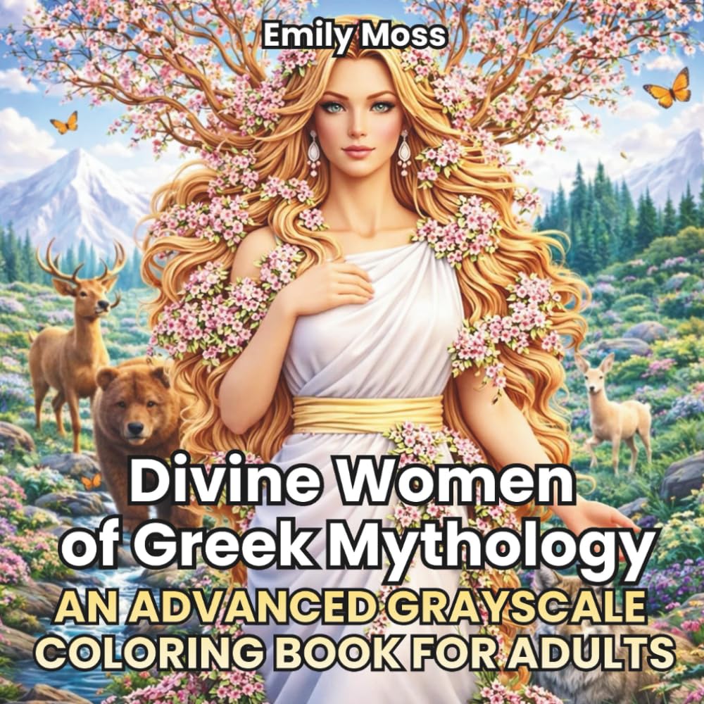 Divine Women of Greek Mythology An Advanced Grayscale Coloring Book for Adults: 40 Legendary Heroines, Goddesses & Tragic Icons