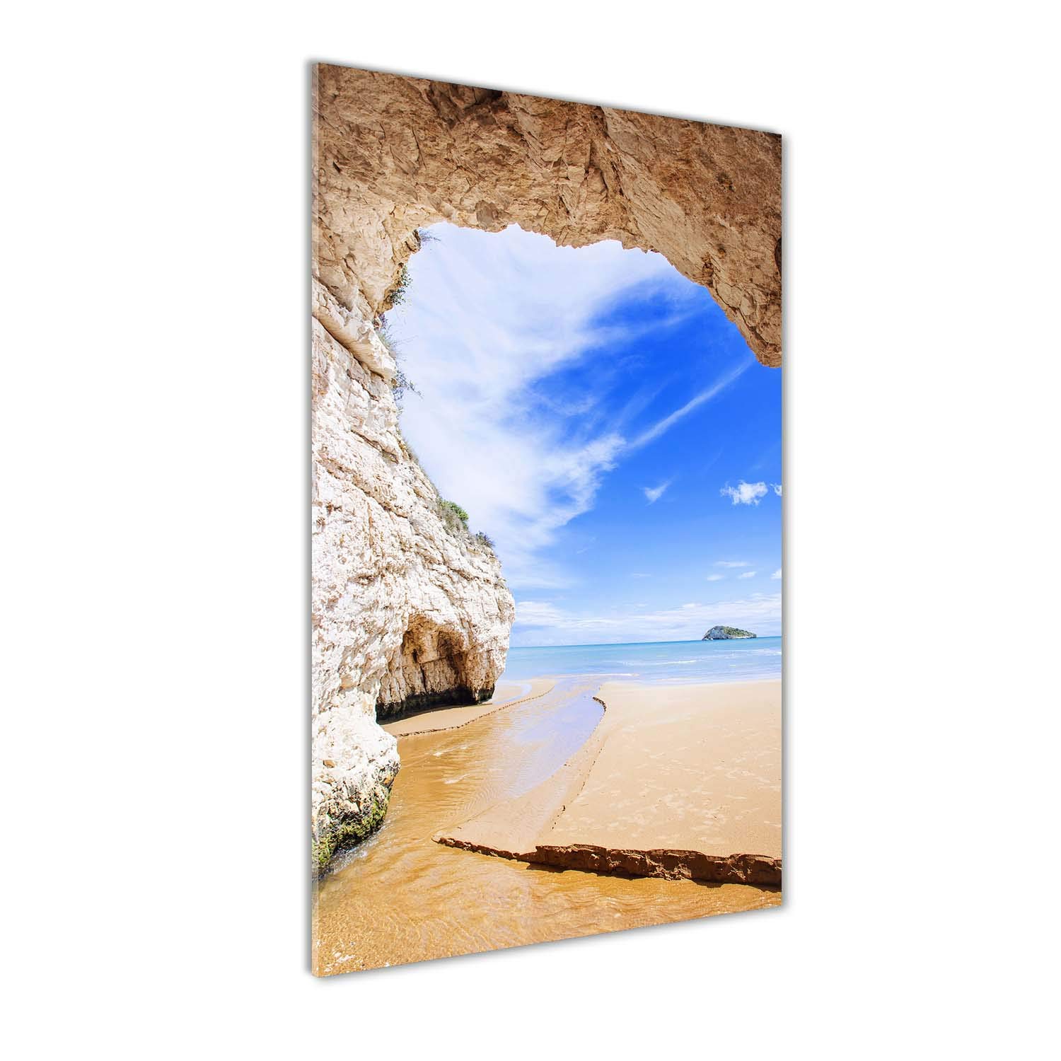 Cave au bord de la mer image sur verre 60x120 cm panoramique pour s'évader du salon