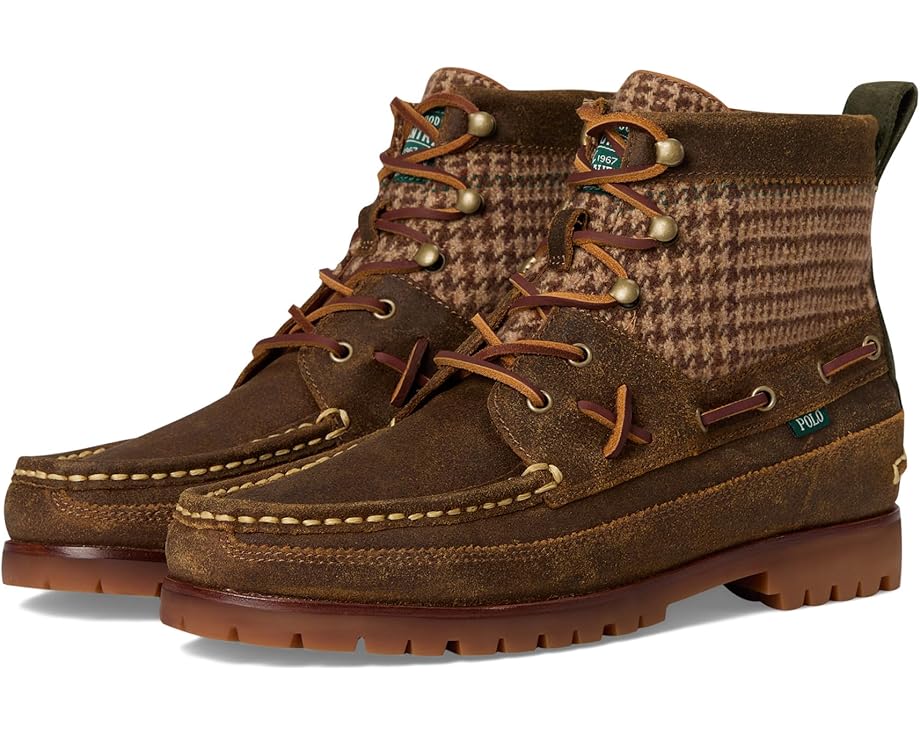 Polo Ralph Lauren Ranger Mid Suede & Wool Tweed Boots - Pair View