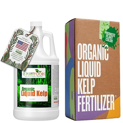 Organic Kelp Fertilizer by GS Plant Foods - Omri Listed(1 Gallon) - Liquid Kelp Concentrate for Gardens, Lawns & Soil Yields 800+ gallons - 1 Gallon