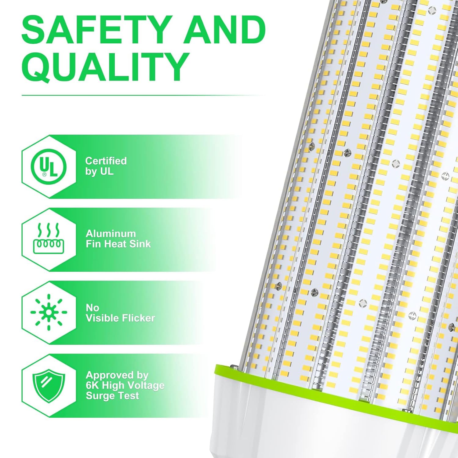 12 Pack 300W LED Corn Light Bulb UL Listed 46 500LM LED Cob Corn Bulb E39 Base 5000K — view 5