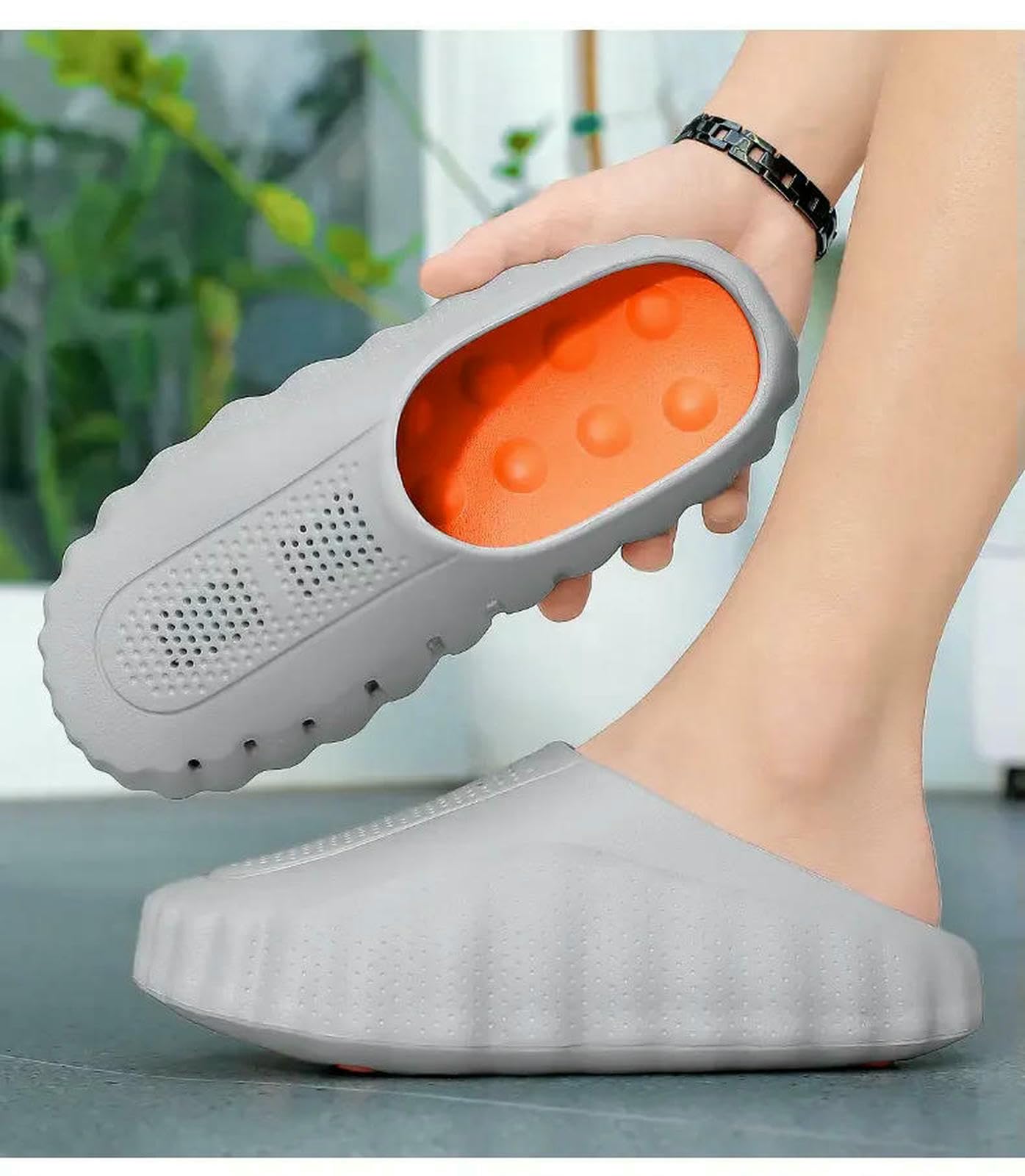 WANGSHUO Letnie kapcie Akuspressure Słońce Unisex Grube chodaki, Poduszka Cloud 2 sposoby noszenia Oddychające, lekkie, antypoślizgowe kapcie na plażę-czekolada-40-41