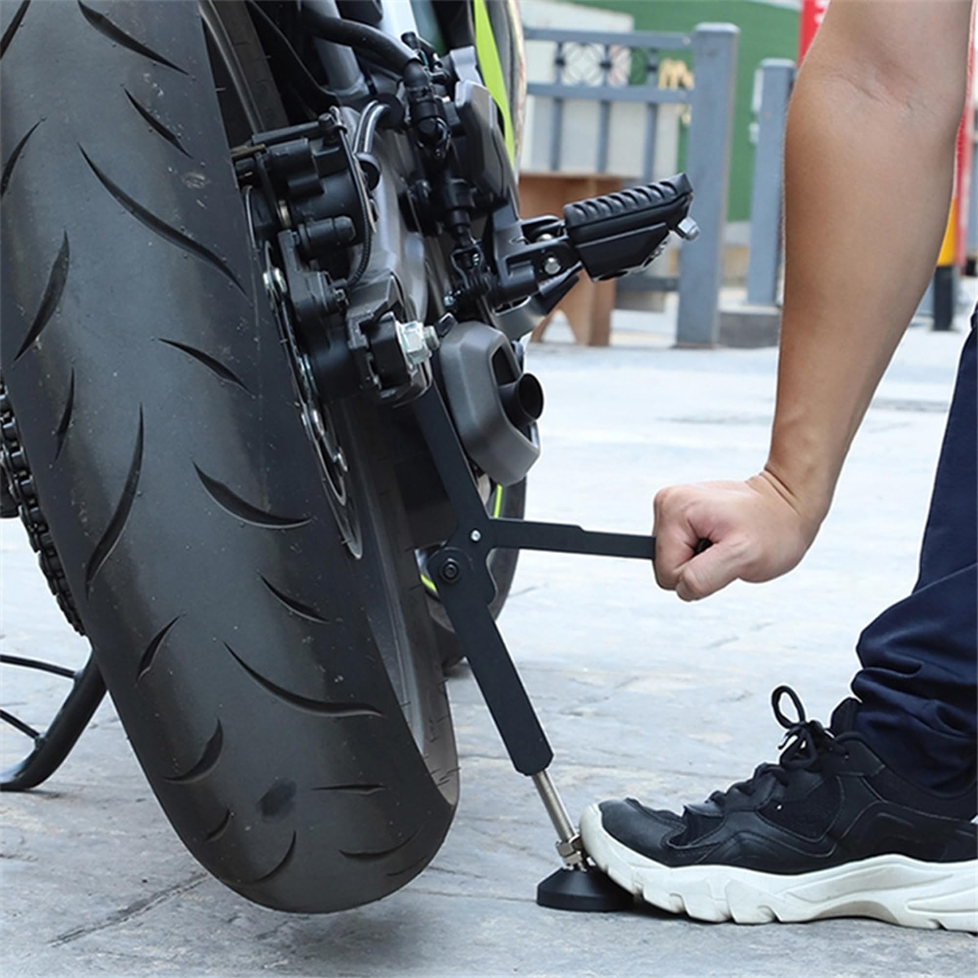 Motorcycle Maintenance Stand, Cavalletto Moto, Alza Moto, Pieghevole, Acciaio Al Carbonio, Martinetto
