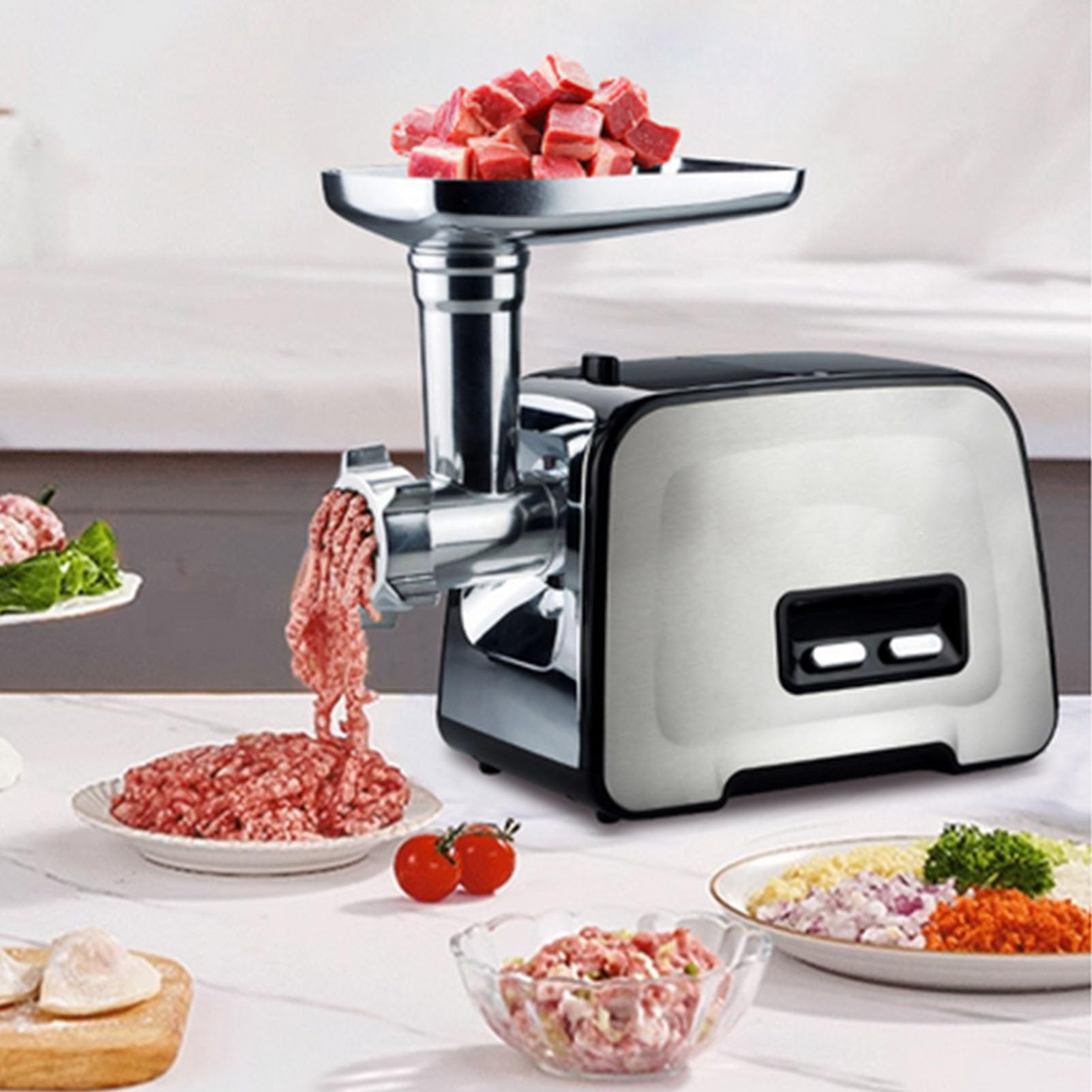 TOPINCN Picadora de Carne Eléctrica de 3200W, Embutidora de Salchichas, Procesador de Alimentos Compacto Resistente para Moler, Relleno de Salchichas y Cocinar